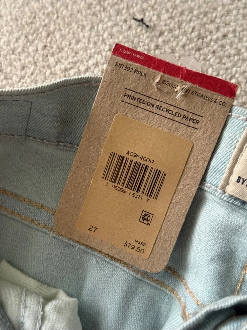 Levi’s Low Pro Light Wash Raw Hem Denim Shorts